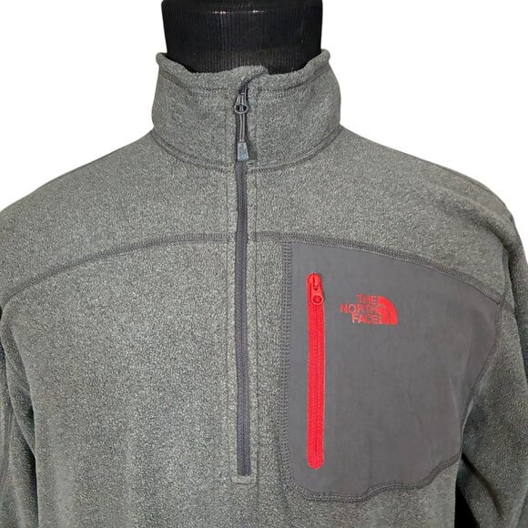 The North Face Men's Gray 1/4 Zip Fleece Pullover Sweatshirt Large - Picture 2 of 7